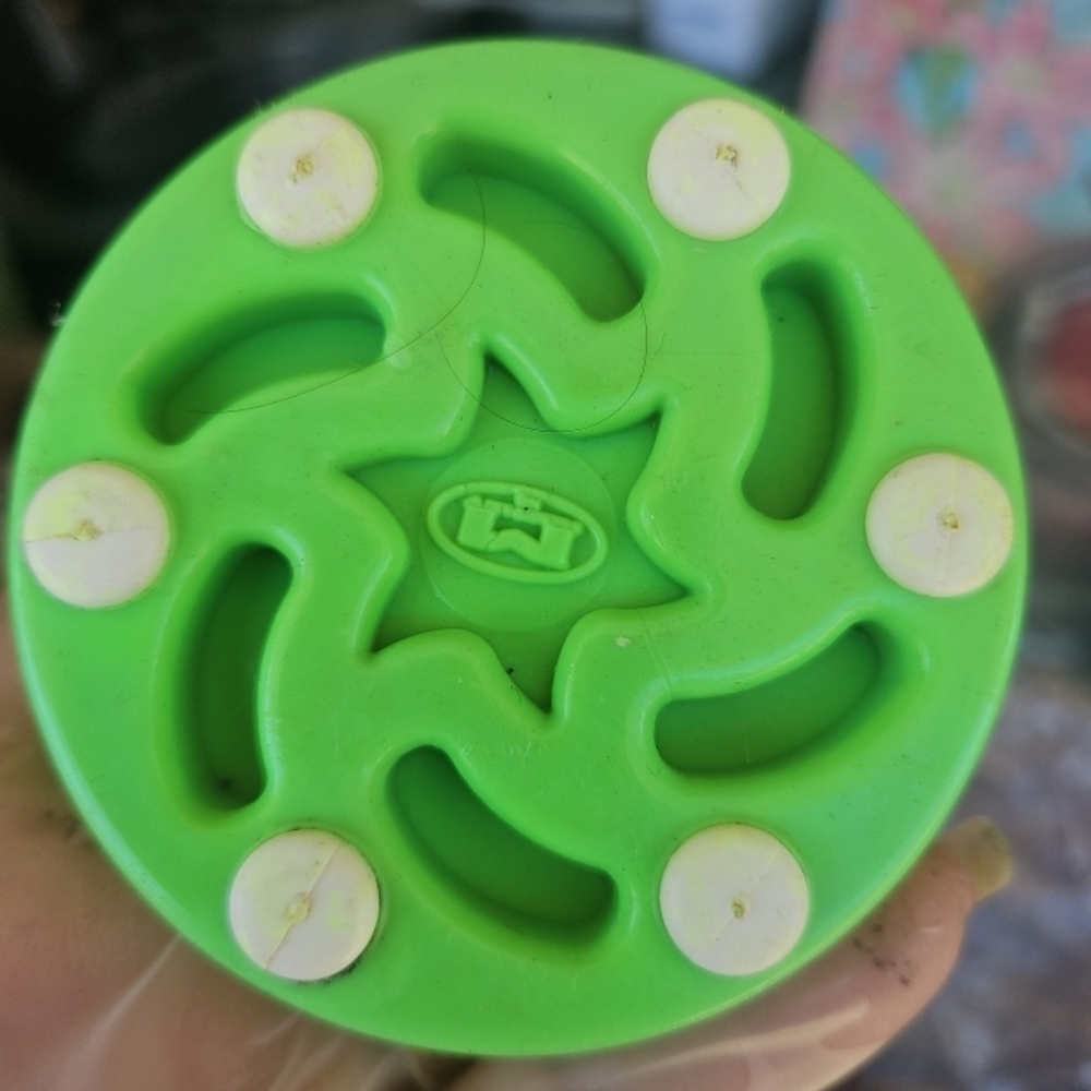 Vibrant Green and White Action Figure Base